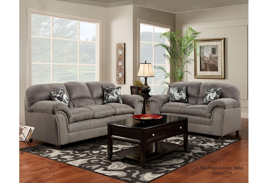 Washington Furniture 1250 Casual Stationary Sofa With Pillow Top