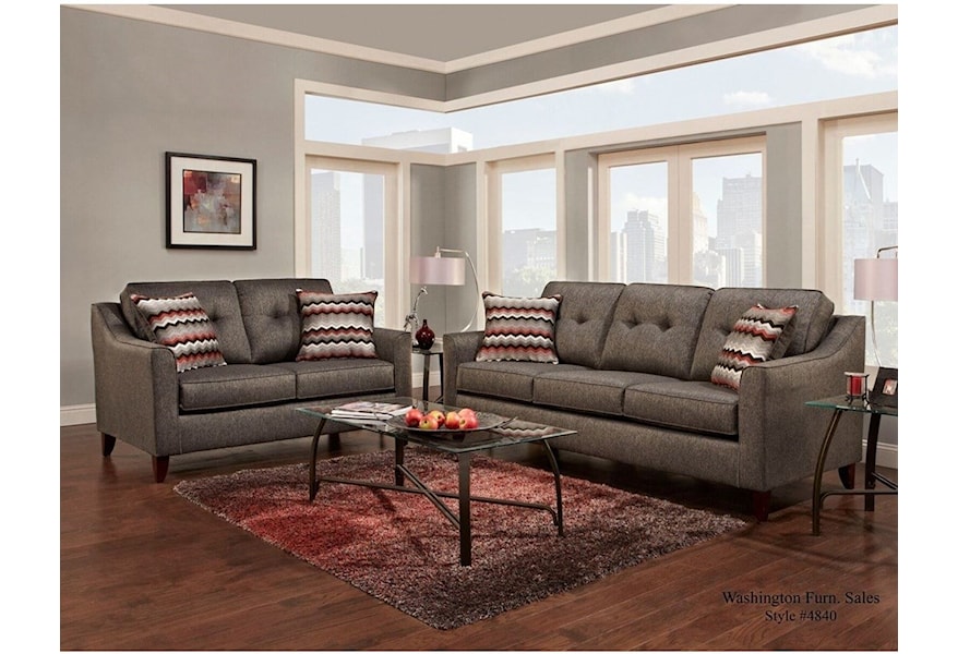 Washington Furniture 4840 Contemporary Sofa With Curved Track Arms