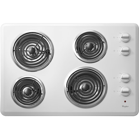 Whirlpool WCC31430AW 30 Electric Cooktop with 4 Coil Elements and