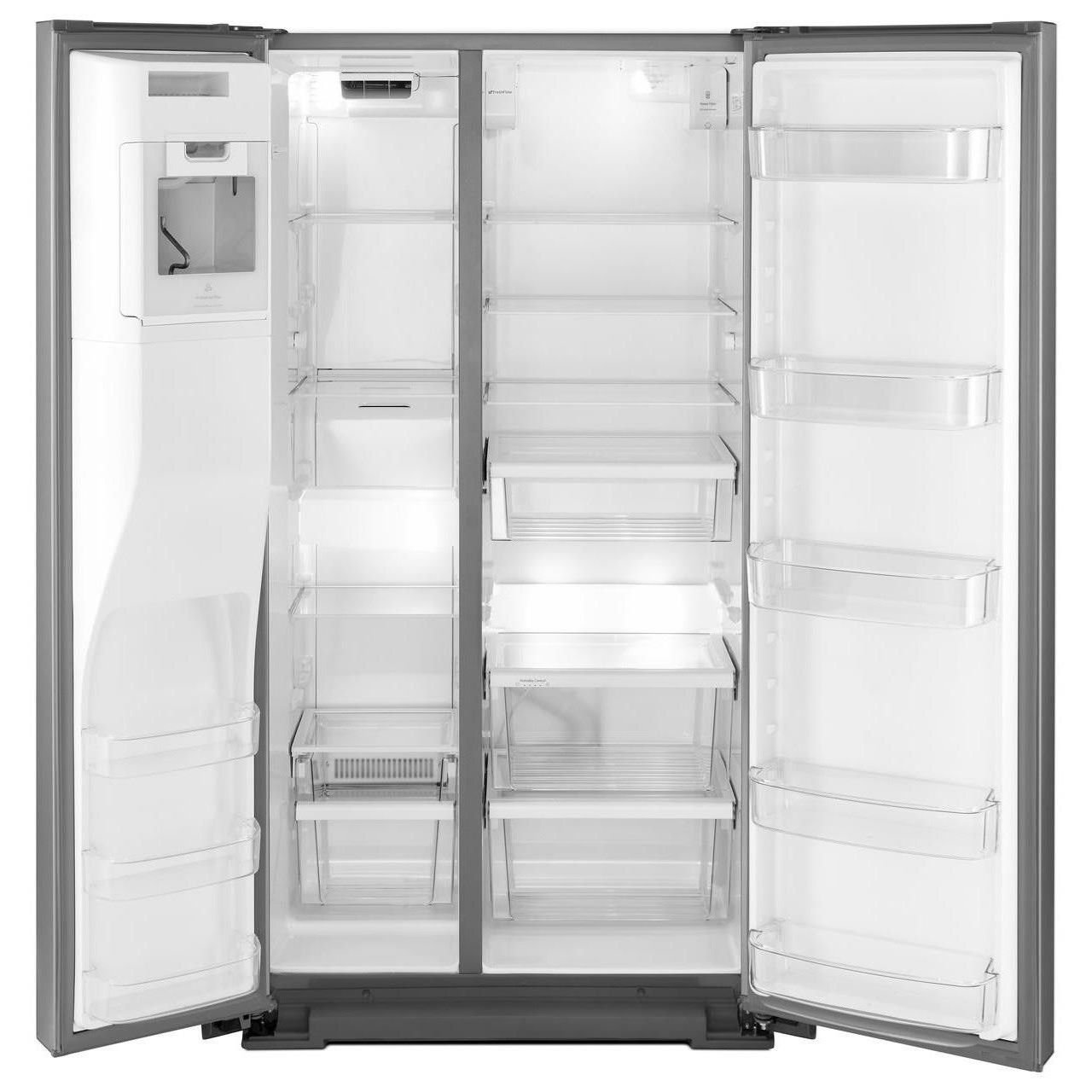 Whirlpool Wrsa71cihz 36 Inch Wide Contemporary Handle Counter Depth Side By Side Refrigerator 21 Cu Ft Furniture And Appliancemart Refrigerator Side X Side With Dispenser