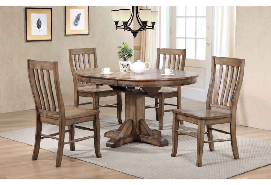 Winners Only Carmel Dc34257r 57 Pedestal Table W 15 Butterfly Leaf And Rustic Brown Finish O Dunk O Bright Furniture Dining Tables