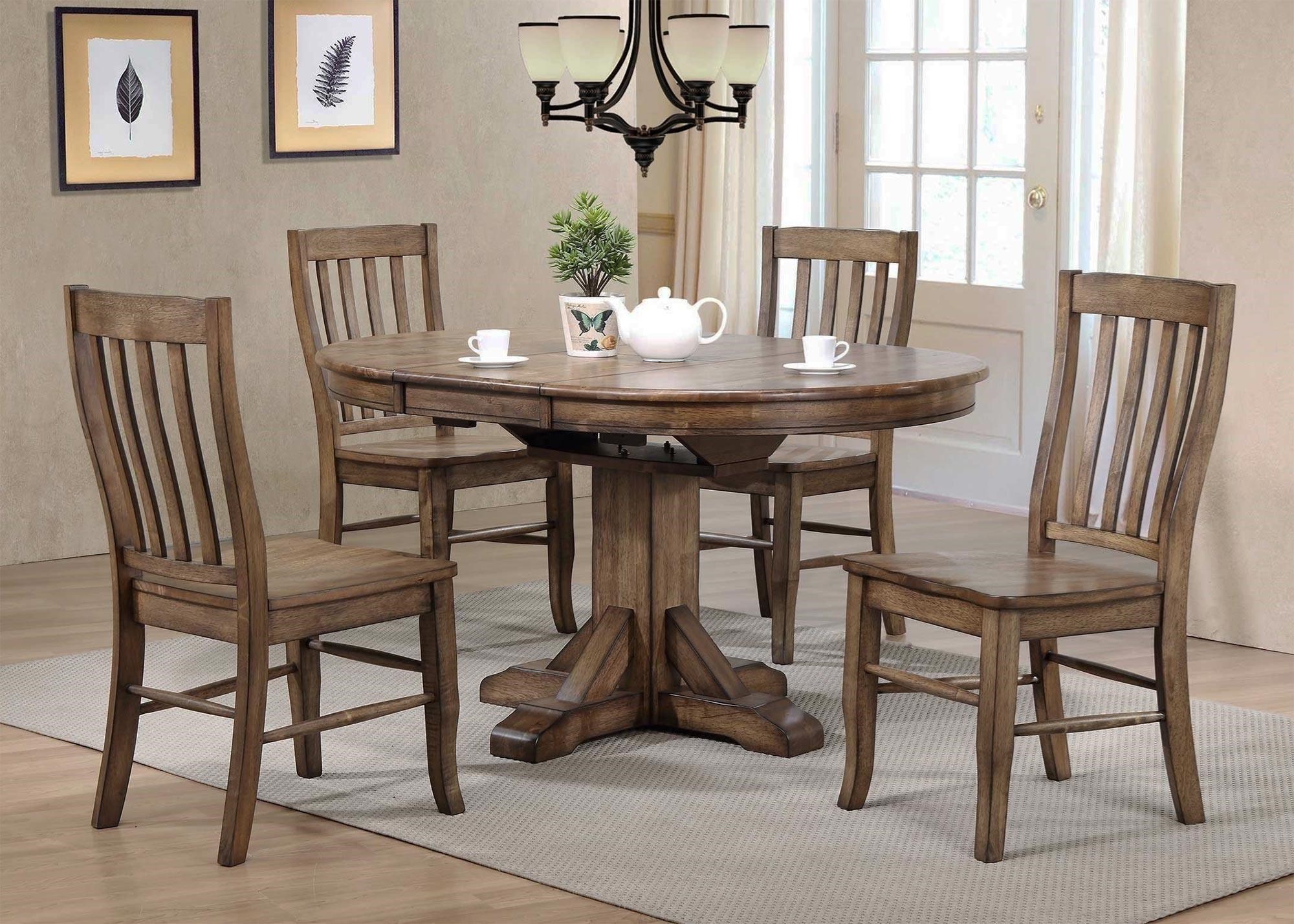 Catamount Rustic Brown 5pc Dining Table Rake Back Sidechair Set
