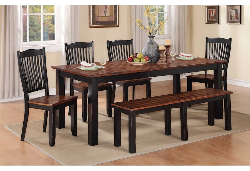 Winners Only Carson 6 Piece Dining Set With Bench Dunk Bright