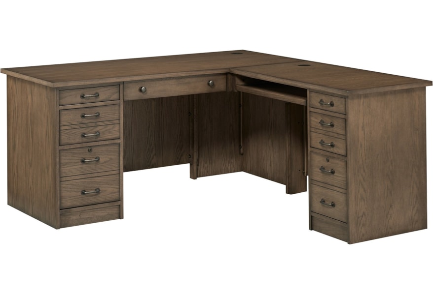 l shaped desk brown