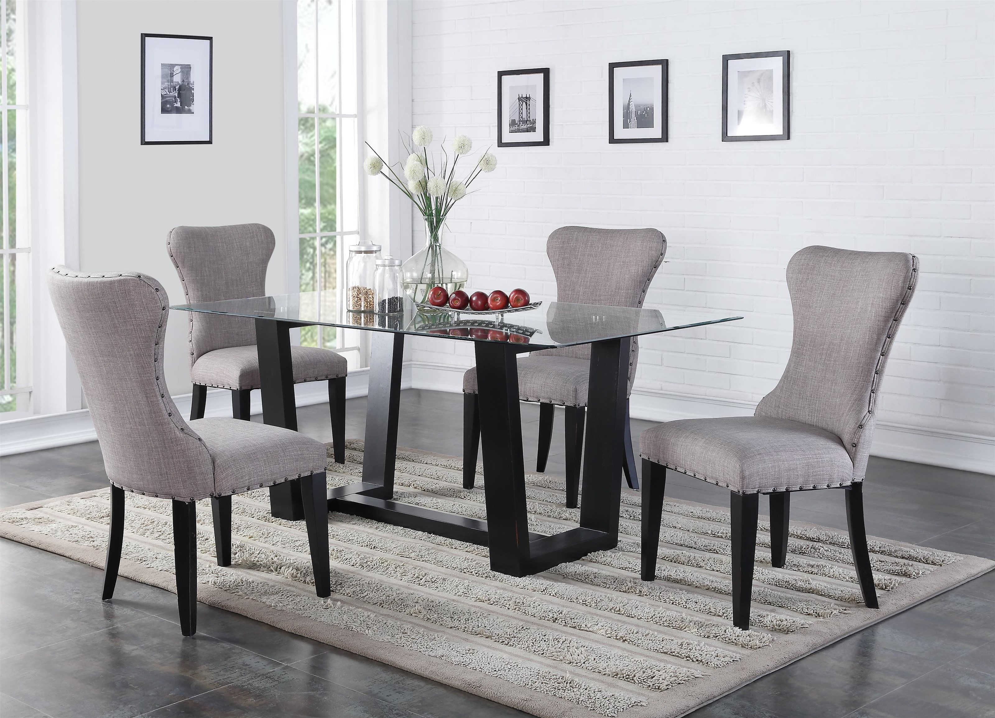 glass table and chairs