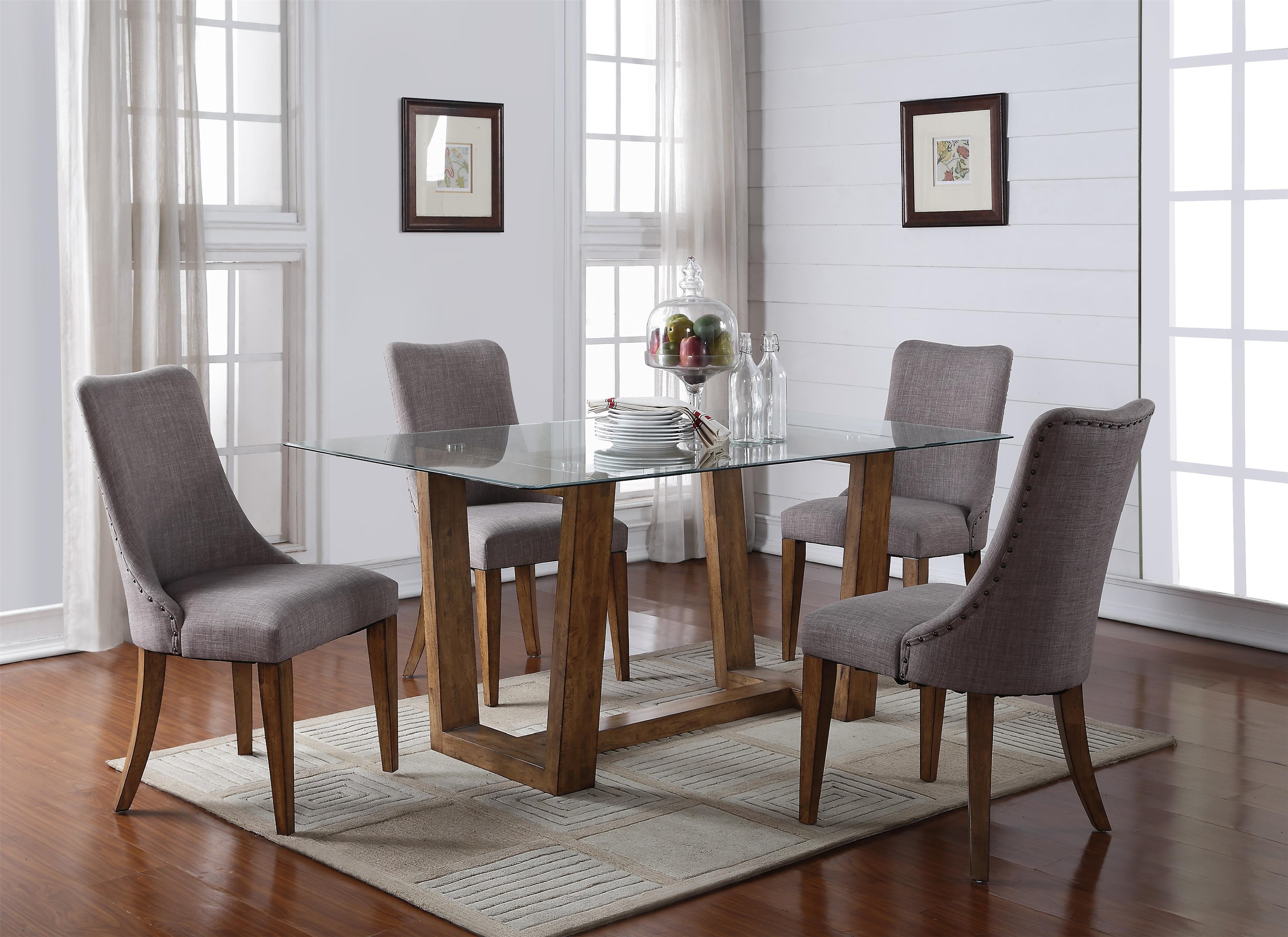 Winners Only Encore Glass Table 4 Chairs Reeds Furniture