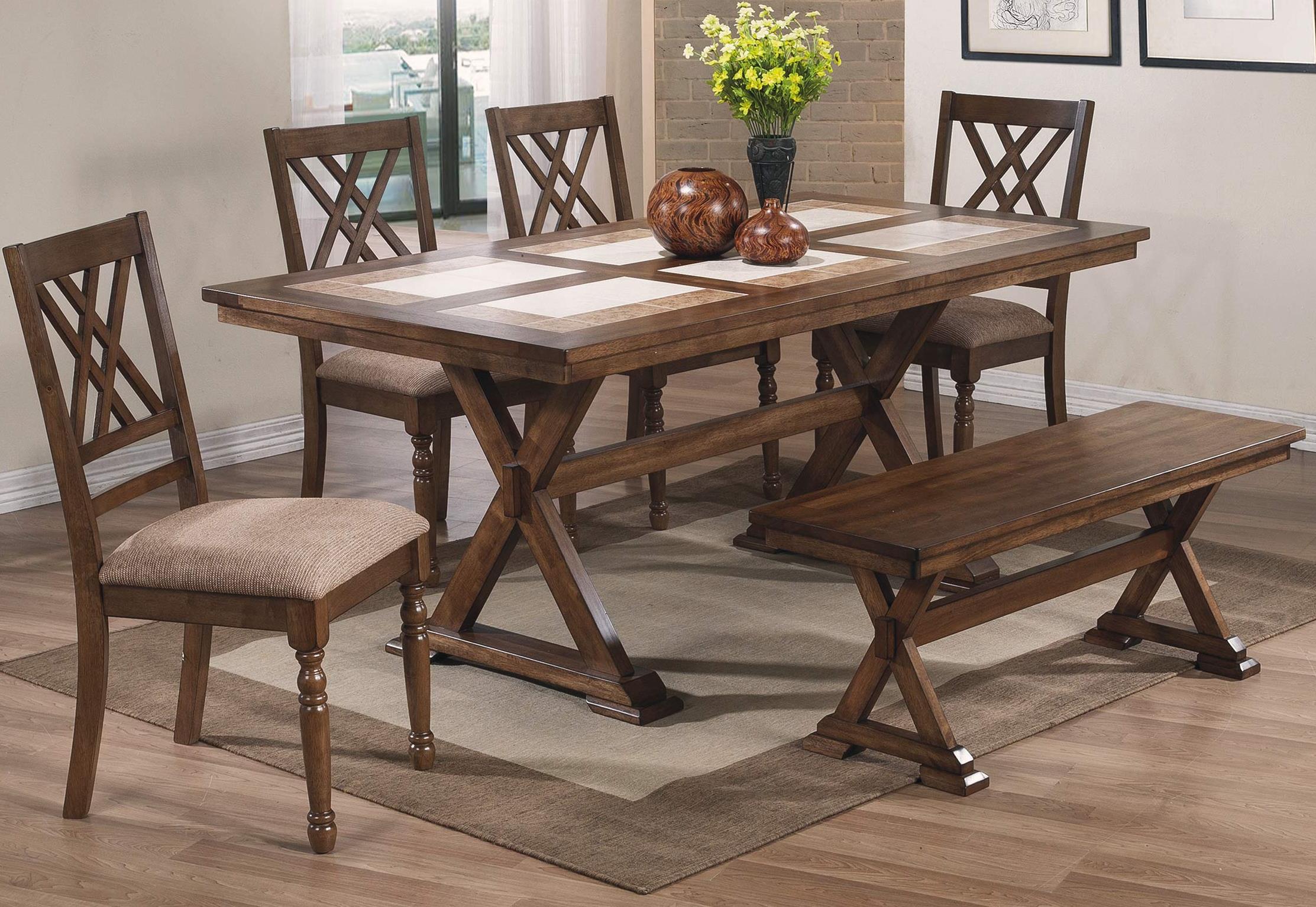 Florence 6 Piece Dining Set With Bench And X Motif Rotmans