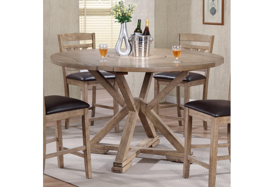 Winners Only Grandview Dropleaf Counter Height Table With Lazy Susan Center Fashion Furniture Pub Tables