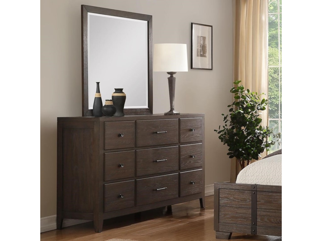 Winners Only Hanson Contemporary 9 Drawer Dresser And Mirror Set