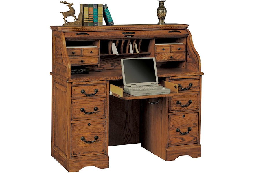 Winners Only Heritage Oak 48 Rolltop Desk With 2 Locking File