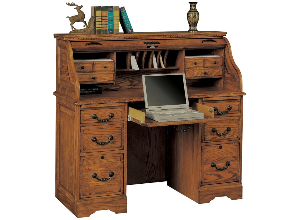 Heritage Oak 48 Rolltop Desk With 2 Locking File Drawers Rotmans Heritage Oak 48 Rolltop Desk With 2 Locking File Drawers