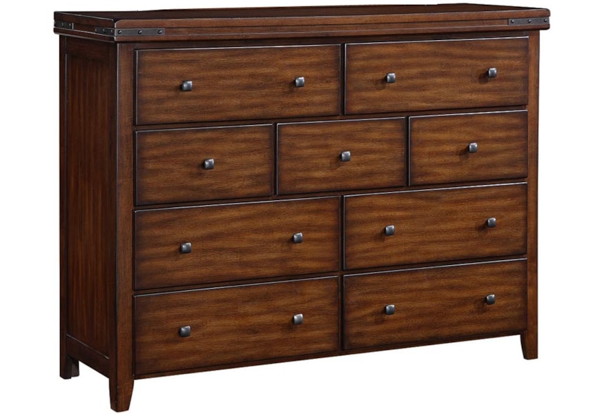 Winners Only Mango 9 Drawer Dresser With Metalwork Corner Brackets