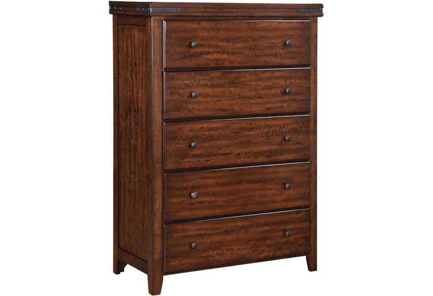 Winners Only Mango 5 Drawer Chest With Metalwork Corner Brackets