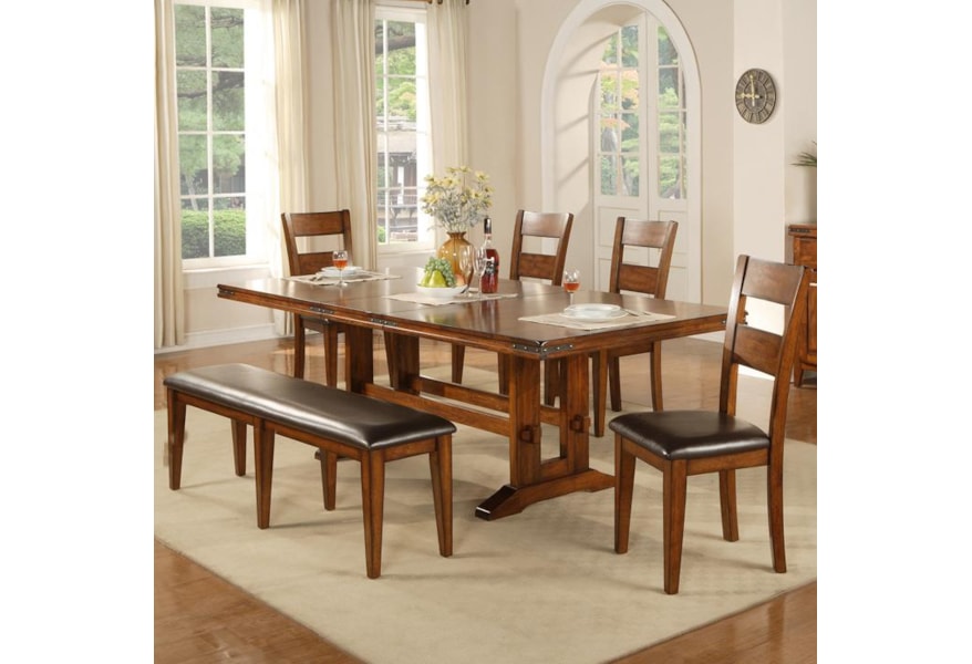 Colton 6 Piece Trestle Table Bench And Chair Set Rotmans