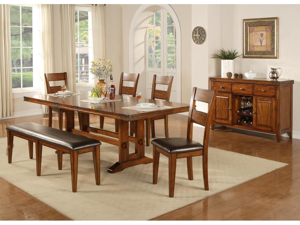 Mango 6 Piece Trestle Table Bench And Chair Set By Winners Only At Dunk Bright Furniture
