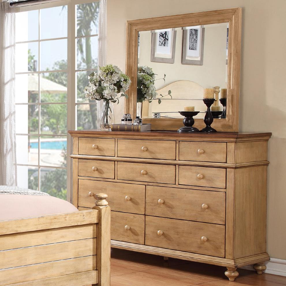 Winners Only Quails Run Transitional Dresser And Mirror Set With