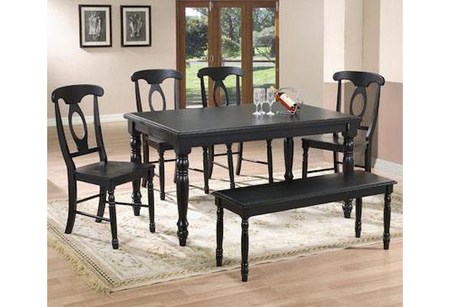 Winners Only Quails Run 6 Piece Leg Table Napoleon Side Chair And
