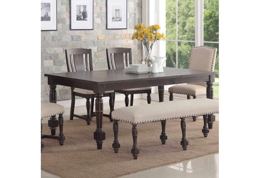 Winners Only Xcalibur Dx14284x Transitional Rectangular Dining Table W 18 Leaf Dunk Bright Furniture Dining Tables