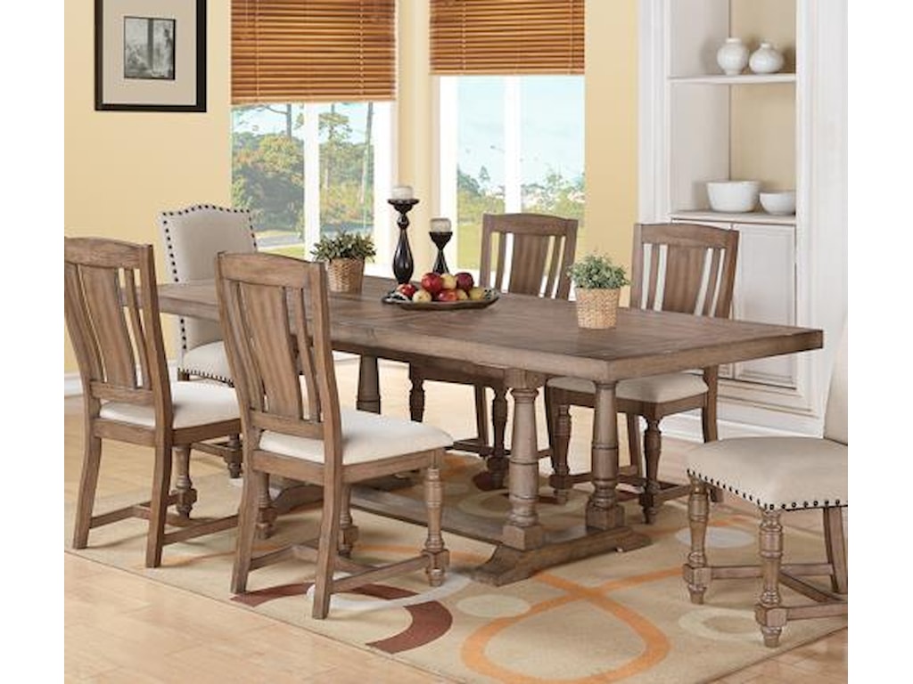 Winners Only Xcalibur Rectangular Dining Table with Turned Trestle Winners Only Xcalibur Rectangular Dining Table with Turned Trestle