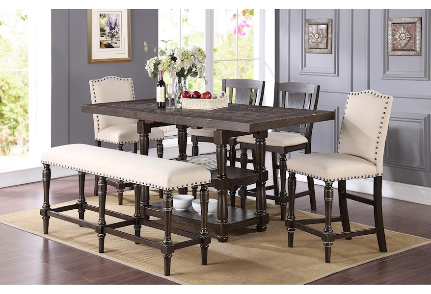 Winners Only Xcalibur Counter Height Dining Set With Upholstered