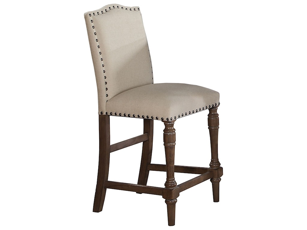 Winners Only Xcalibur Upholstered Counter Height Barstool With Nailhead Conlin S Furniture Bar Stools