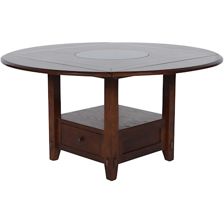 Winners Only Stratford DST36060 Rustic Counter-Height 60 Round Tall Table  w/ Lazy Susan and Drop Leaves, Fashion Furniture