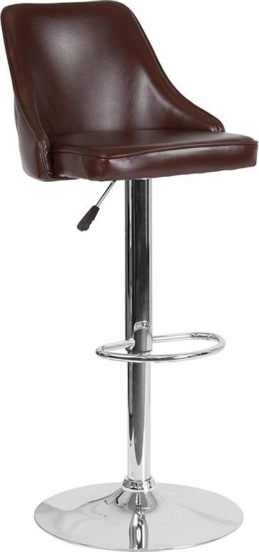 Winslow Home Barstools Win 5829 Adjustable Height Barstool In Brown Leather Sam Levitz Furniture Bar Stools