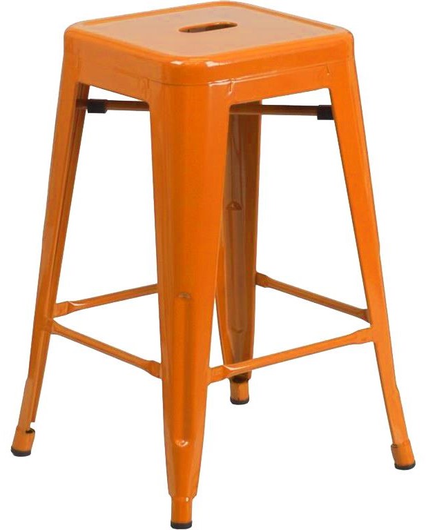 metal indooroutdoor chairs 24" orange metal barstool