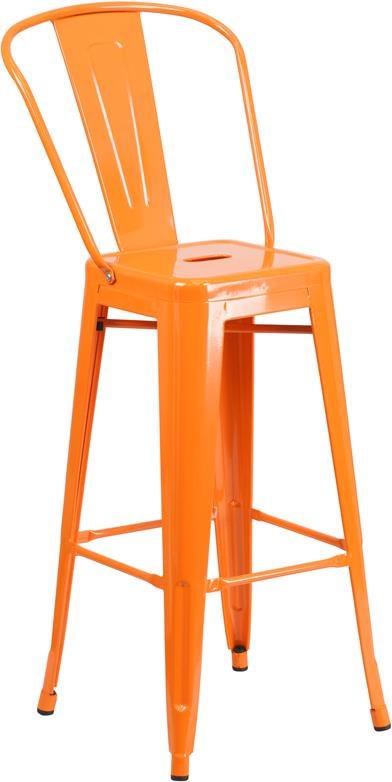 Winslow Home Metal Indoor Outdoor Chairs Win 1361 30 High Orange Metal Indoor Outdoor Barstool With Back Sam Levitz Outlet Bar Stools
