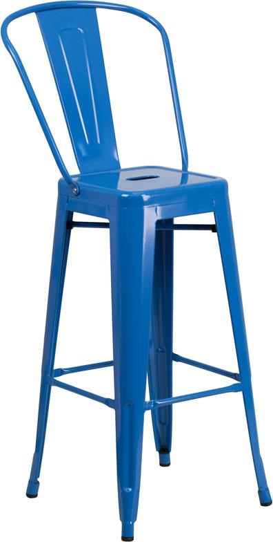 Winslow Home Metal Indoor Outdoor Chairs Win 1364 30 High Blue Metal Indoor Outdoor Barstool With Back Sam Levitz Outlet Bar Stools