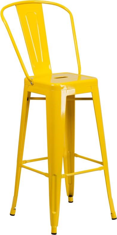 Winslow Home Metal Indoor Outdoor Chairs Win 1366 30 High Yellow Metal Indoor Outdoor Barstool With Back Sam Levitz Furniture Bar Stools