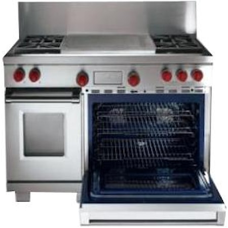 Wolf DF606CG 60 Freestanding Dual Fuel Range with Double Oven, 6 Burners,  Griddle, and Charbroiler, Furniture and ApplianceMart