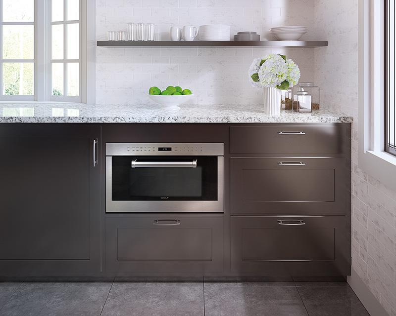 microwave oven with pull down door