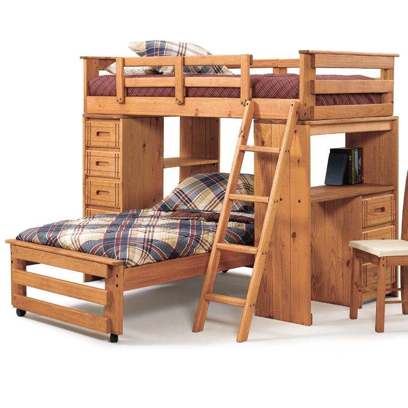 Woodcrest Woody Creek Twin Over Twin Student Loft With Storage