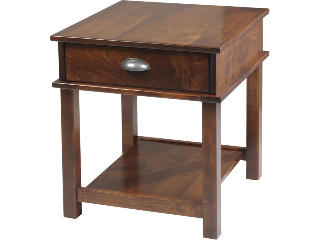 Y T Woodcraft Buckhannon End Table With Shelf And Drawer Y T Woodcraft Buckhannonend Table