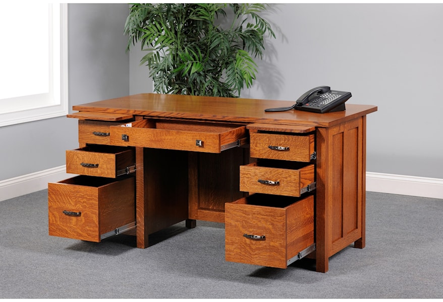 Y T Woodcraft Coventry Mission 72 Executive Desk With Two File