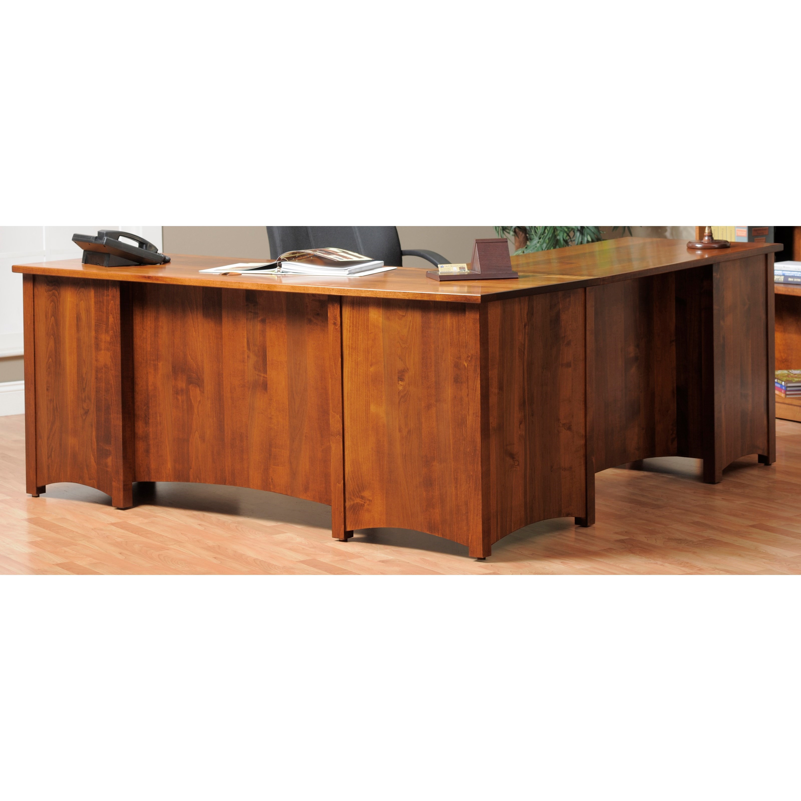 Y T Woodcraft Rivertown Home Office L Desk With Pull Out