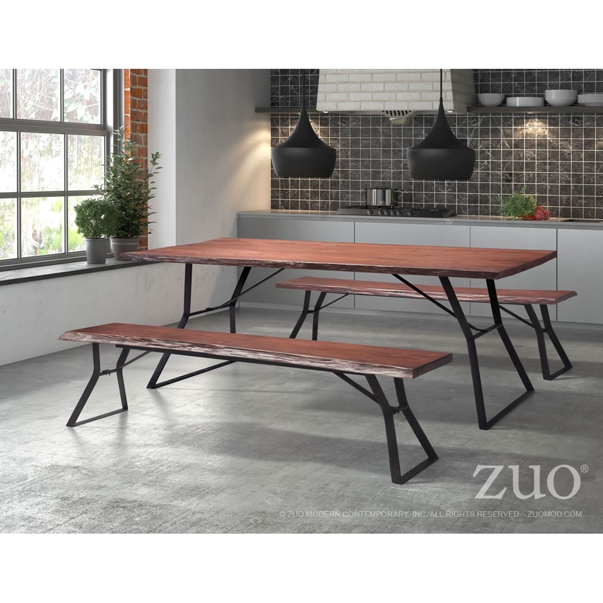 Zuo Omaha 100429 Angled Leg Bench Nassau Furniture And Mattress