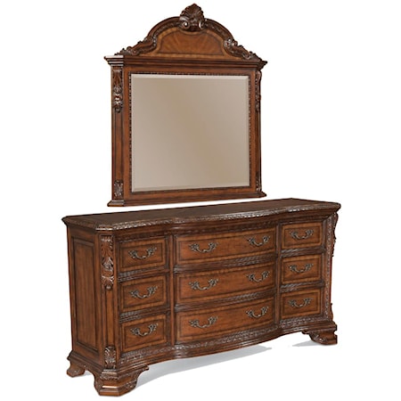 Drawer Dresser and Mirror