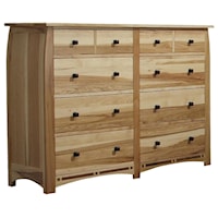 Solid Hickory Dresser with 8 Drawers