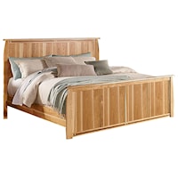 King Solid Hickory Panel Bed with Steam-Bent Headboard & Footboard