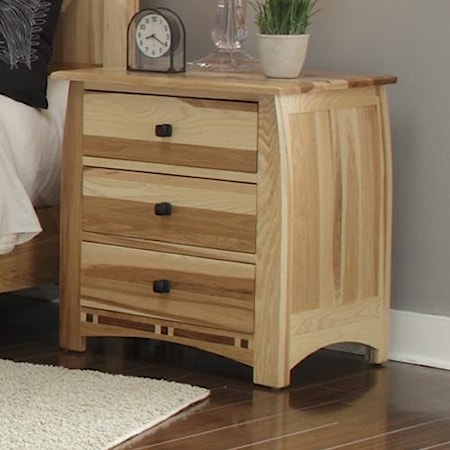 Solid Hickory Nightstand with Solid Walnut Inlay