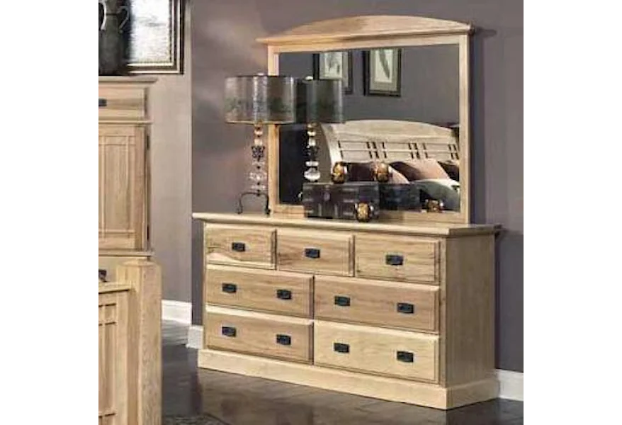 Amish Highlands Dresser with Landscape Mirror by AAmerica at Rune's Furniture