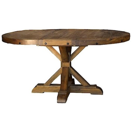 Round to Oval Pedestal Dining Table with Leaf