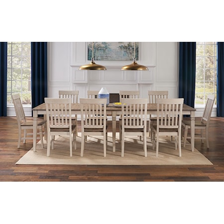 Rectangular Leg Table and Slatback Chairs