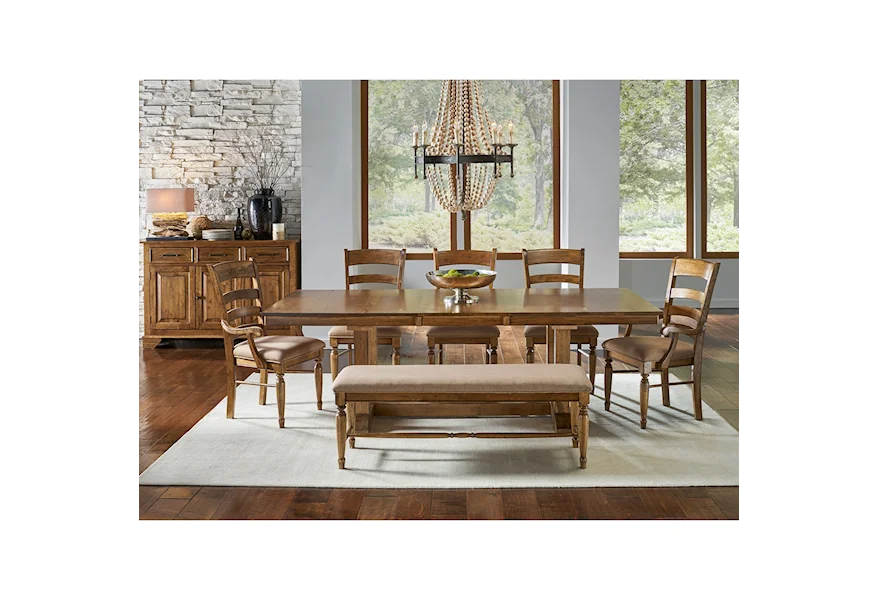 Bennett 7 Piece Trestle Dining Set by AAmerica at Esprit Decor Home Furnishings