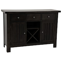 Solid Wood Transitional 3-Drawer Server with Built-In Wine Storage