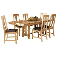 5-Piece Trestle Table Dining Set w/ 4 Side Chairs