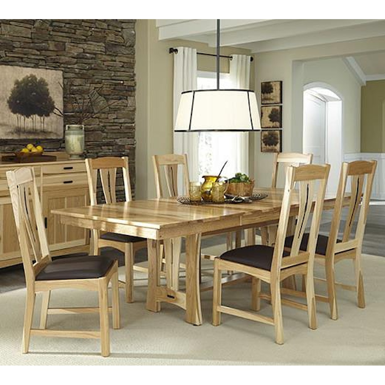 AAmerica 14409 5-Piece Trestle Table Dining Set