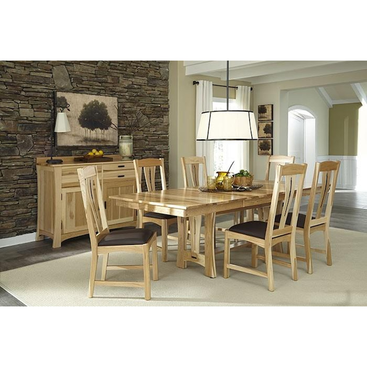 AAmerica 14409 5-Piece Trestle Table Dining Set